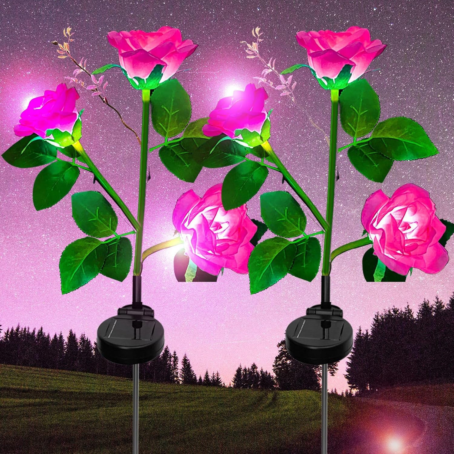 Detalle de XVZ Solarleuchten Garten Rosa 2er Set