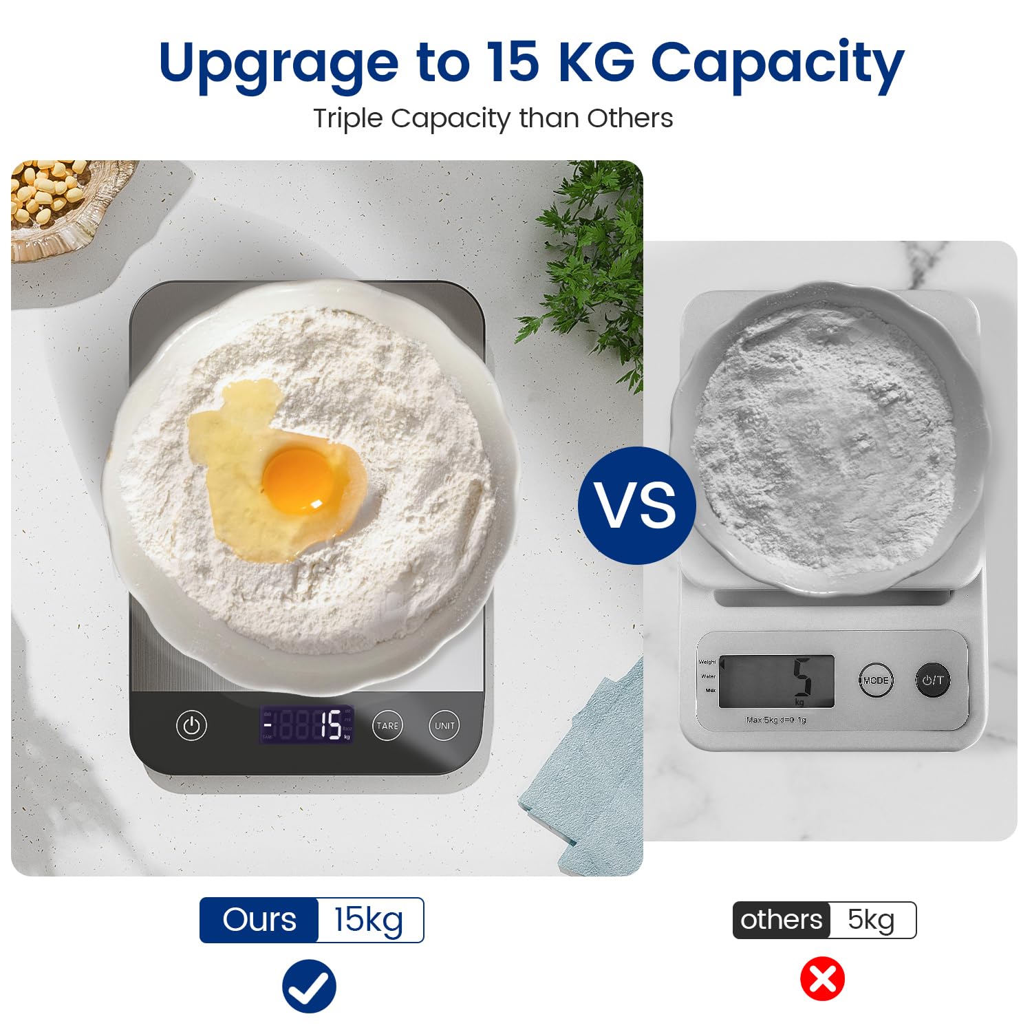 Thumbnail 2 de Balance de cuisine numérique Rechargeable & 15 kg – précision 1 g / 0,1 oz, USB-C