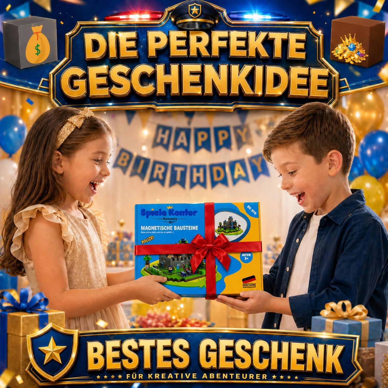 Thumbnail 6 de Magnetbausteine Polizei 80 Teile – Kreatives Magnetbaustein-Set für Kinder ab 3 Jahren