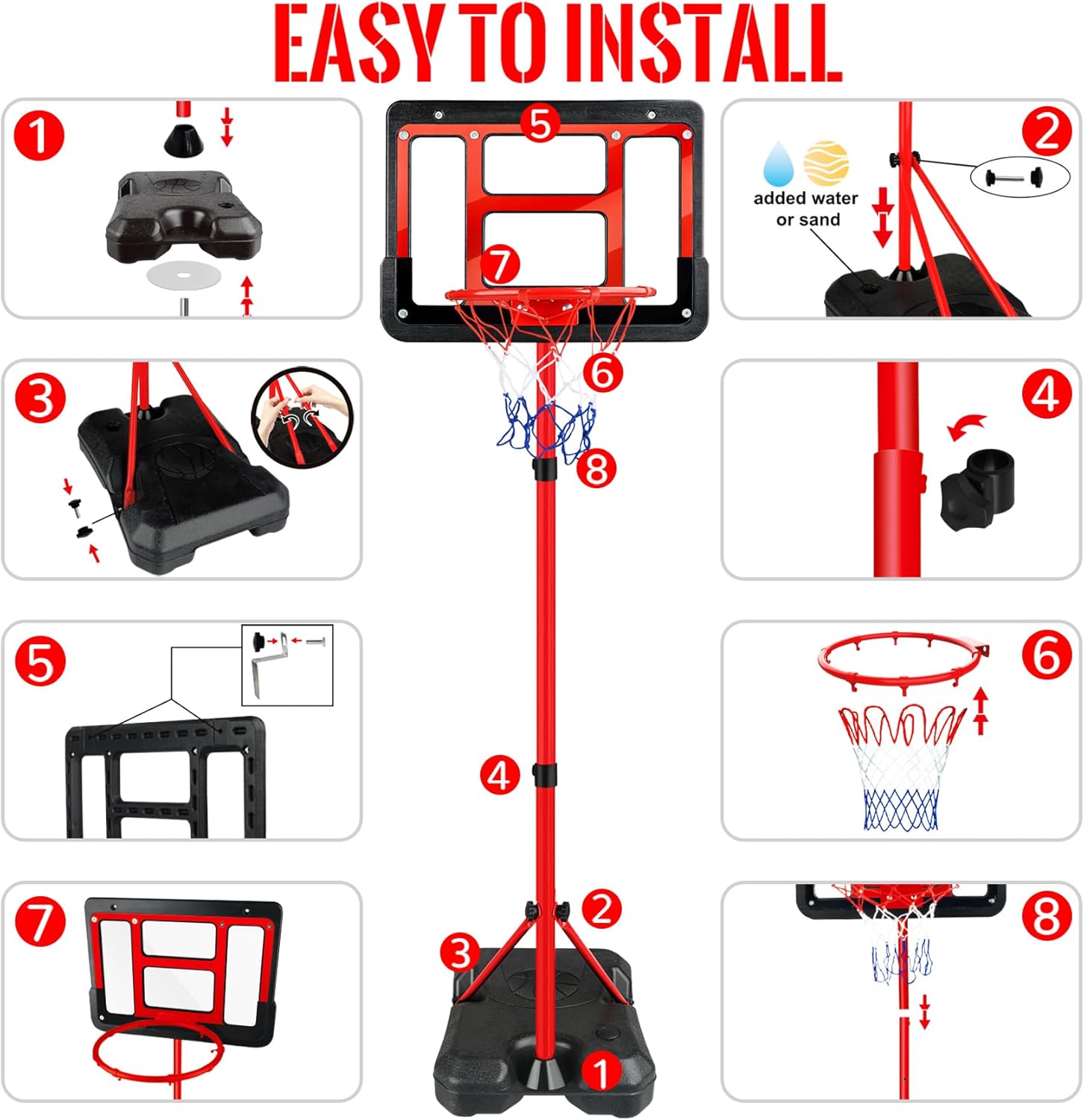 Thumbnail 6 de Kids Basketball Hoop with Stand (Adjustable Height) — Indoor/Outdoor Mini Basketball Set for Ages 3–8