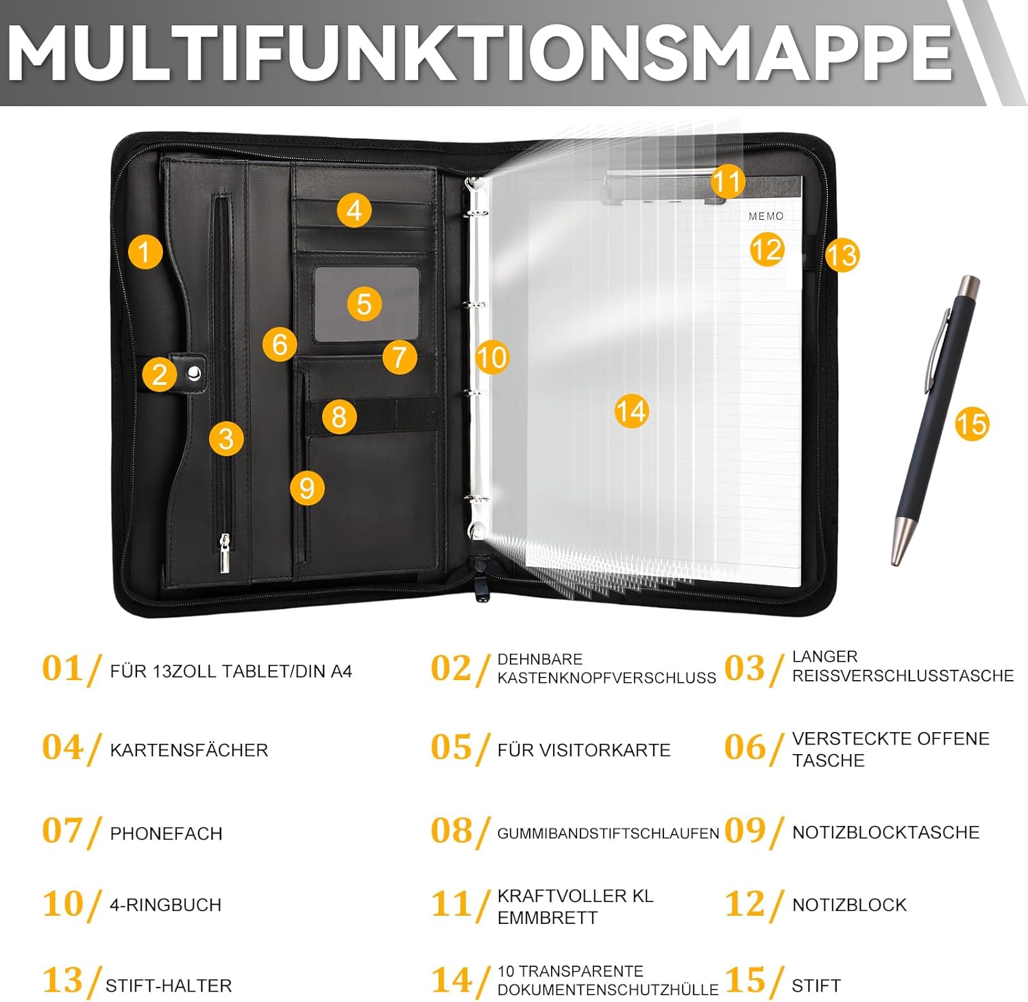 Thumbnail 4 de Leathario Schreibmappe A4 📁