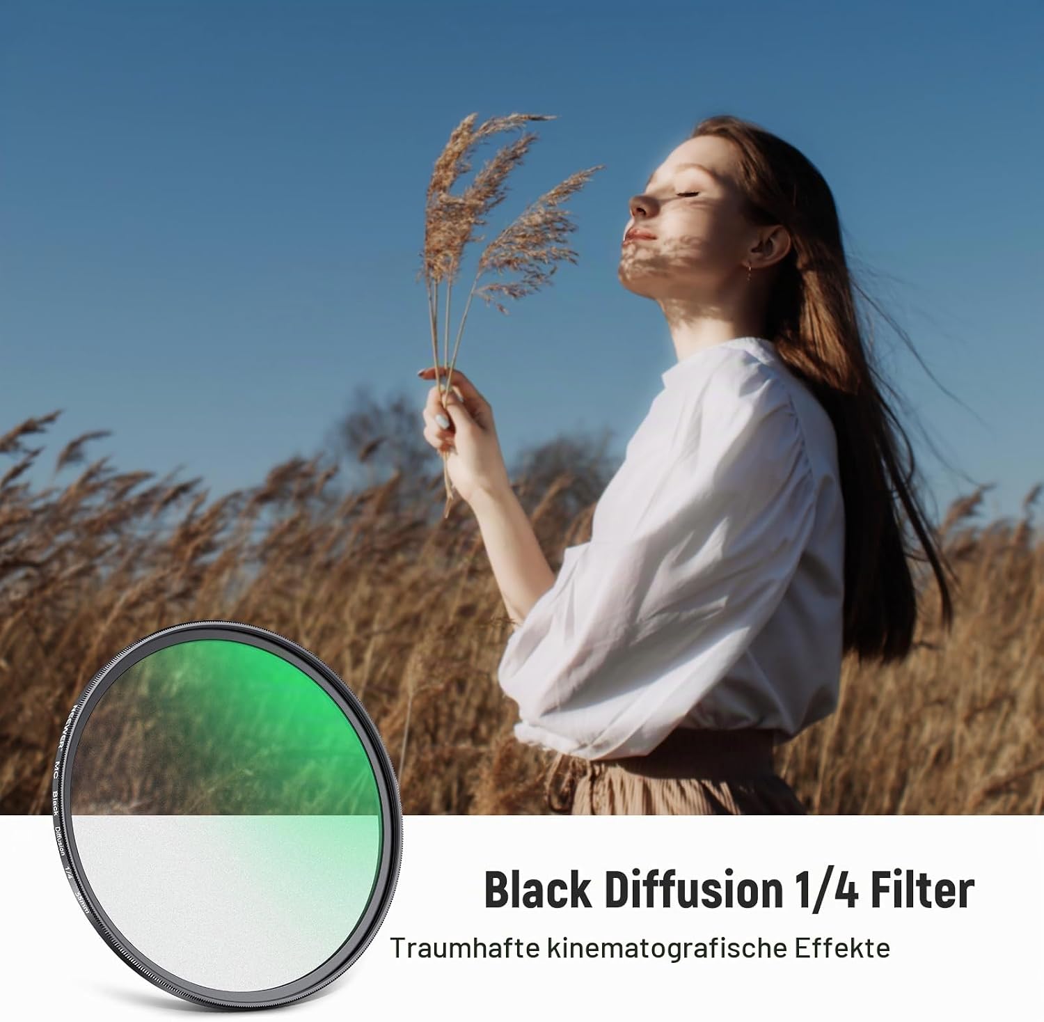 Thumbnail 1 de NEEWER 55mm Black Diffusion 1/4 Diffusionsfilter – dreamy Soft Look für Video, Vlog & Porträts