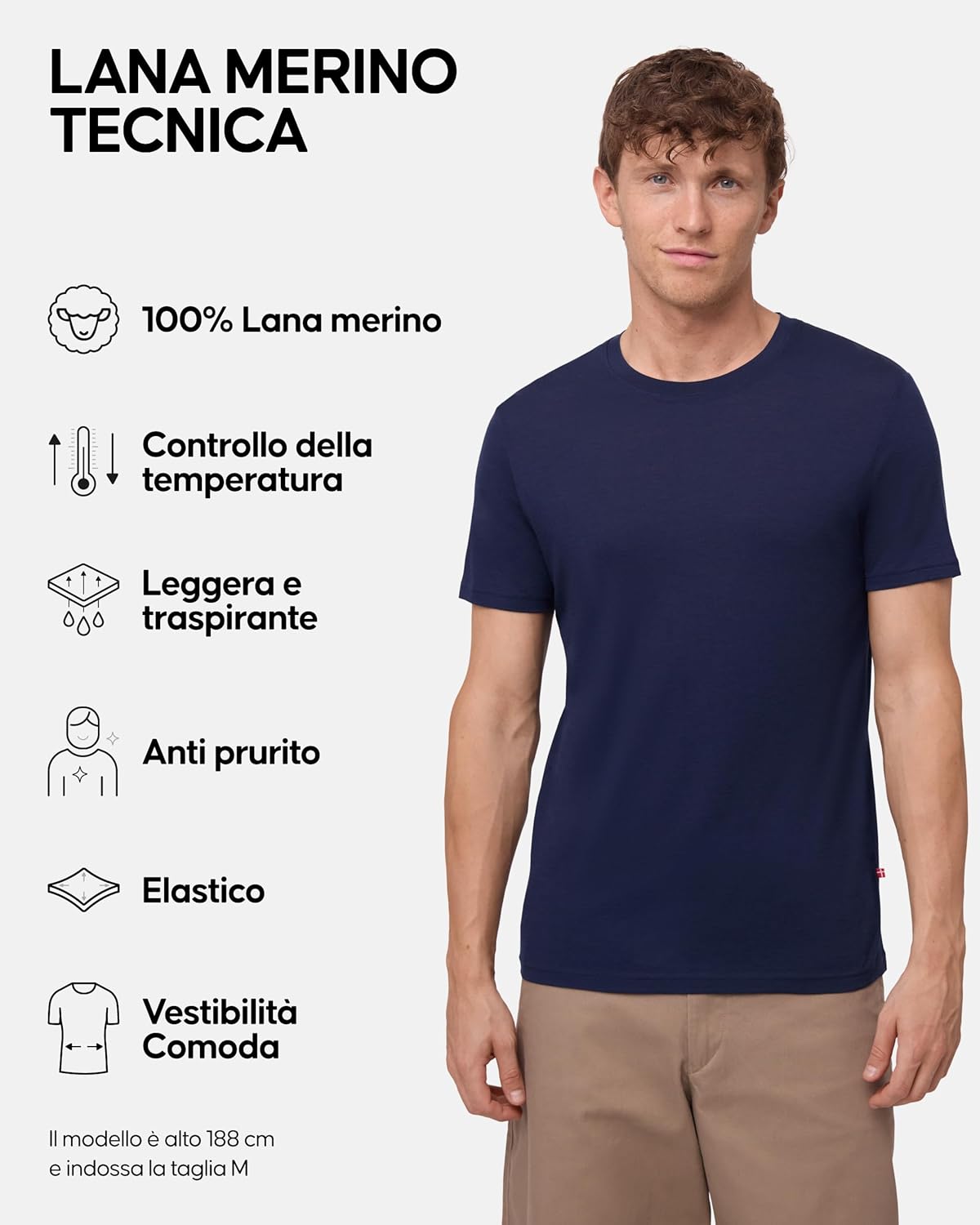 Detalle 2 de DANISH ENDURANCE Maglia Termica Uomo in Lana Merino – traspirante, antibatterica e leggera