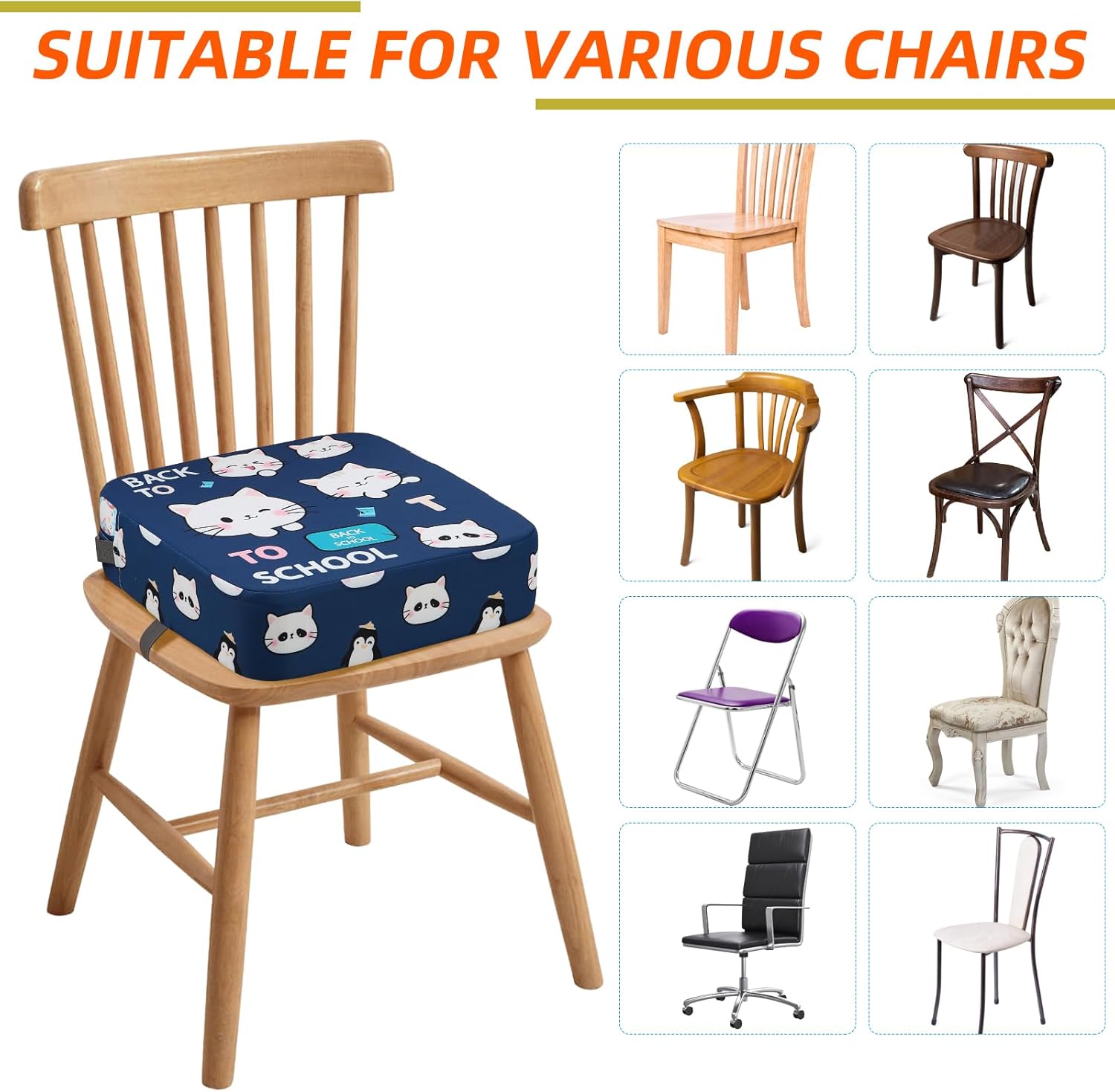 Detalle de Zicac Booster Seat Dining Chair – Portable Toddler Booster Cushion for Dining Table