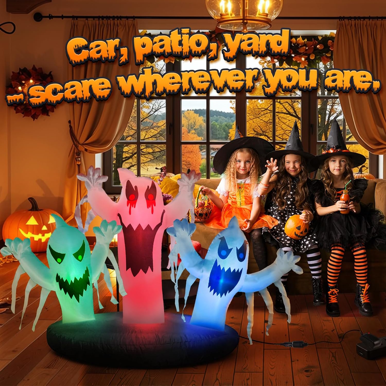 Thumbnail 5 de Dusor 11 5-ft Inflatable Ghost Halloween Decoration Kit with Color-Changing LEDs