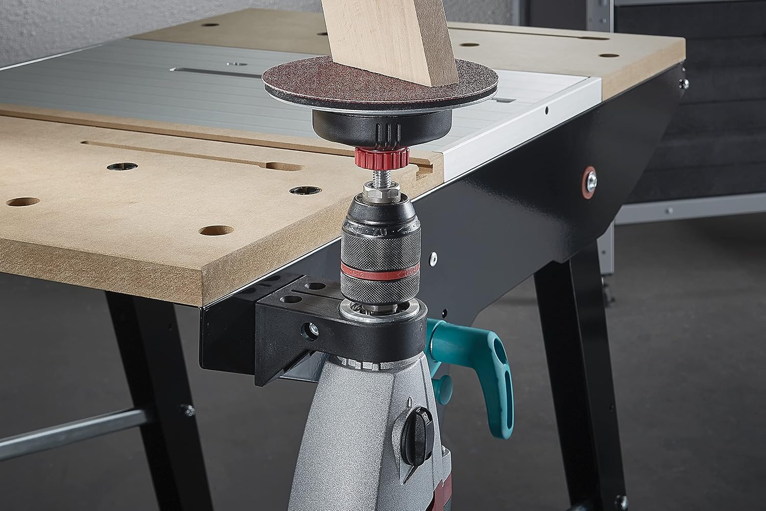 Detalle 2 de wolfcraft Drill Clamp for Master Cut 1500 I (6152000) – Stationary Use for Power Drills