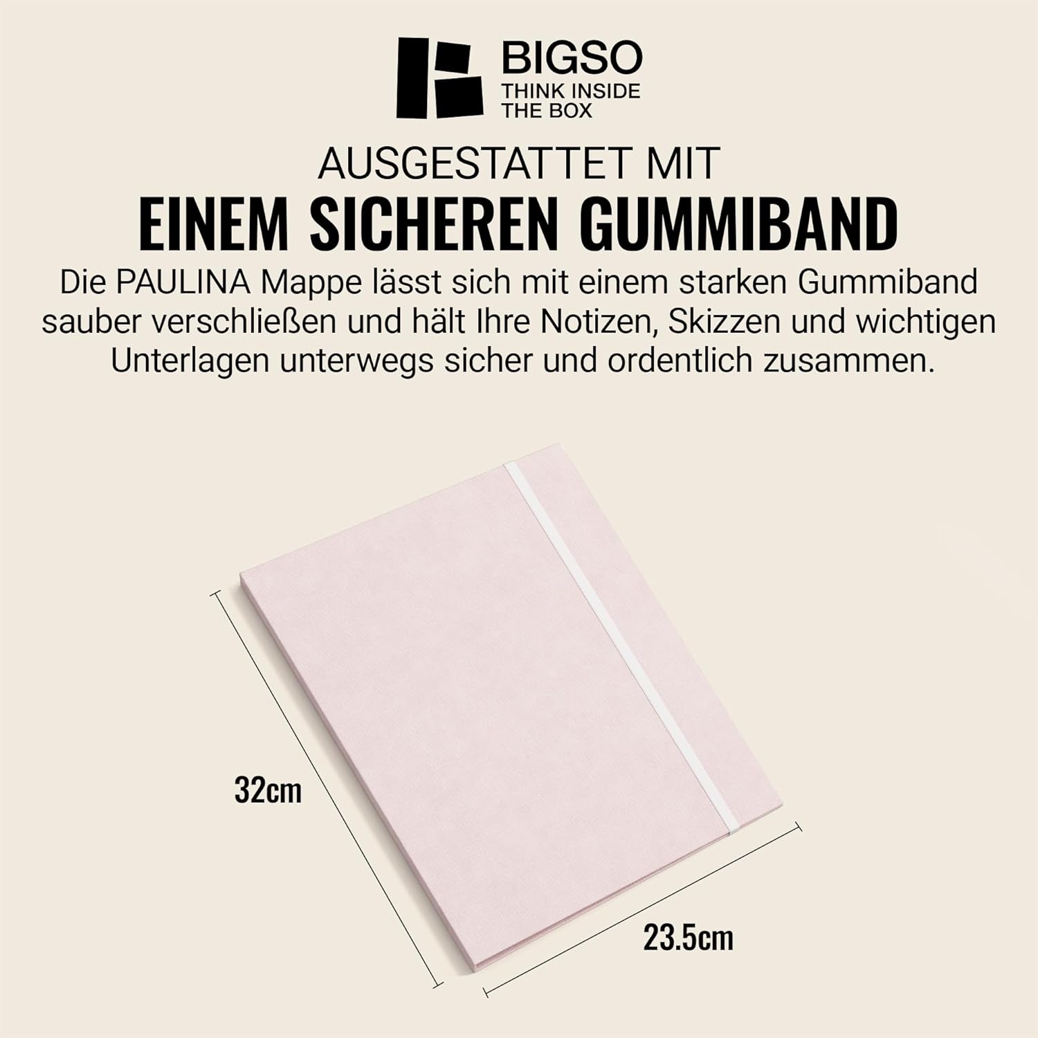 Thumbnail 2 de BIGSO PAULINA A4 Mappe mit Gummiband – Aufbewahrungsbox für Dokumente, Akten & Unterlagen (rosa)