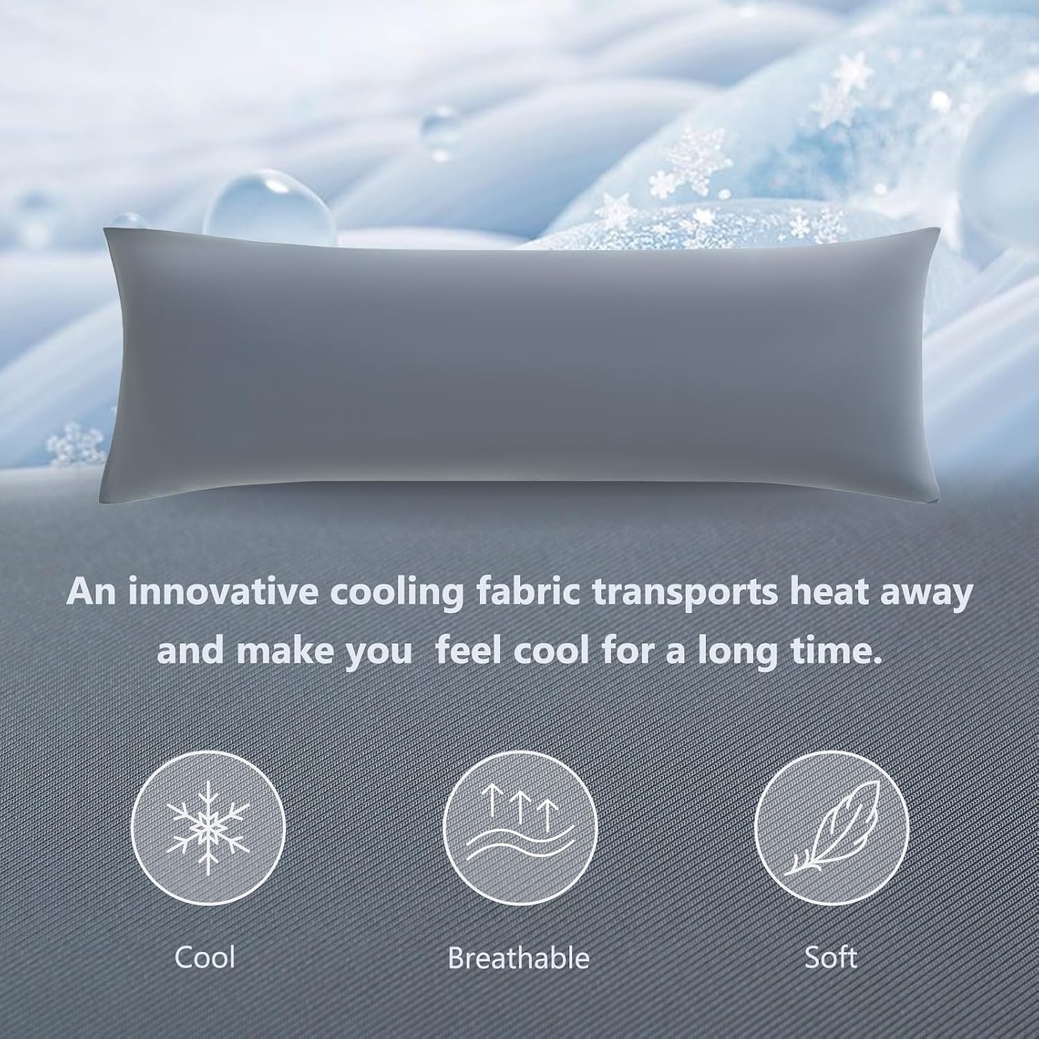 Detalle de DOWNCOOL 20 x 54-Inch Body Pillow with Cooling Cover, Soft Polyester Fill