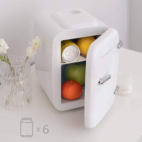 Detalle de Flamingueo Nevera Pequeña 4L: mini frigorífico 12V/220V con frío y calor para cosméticos y bebidas