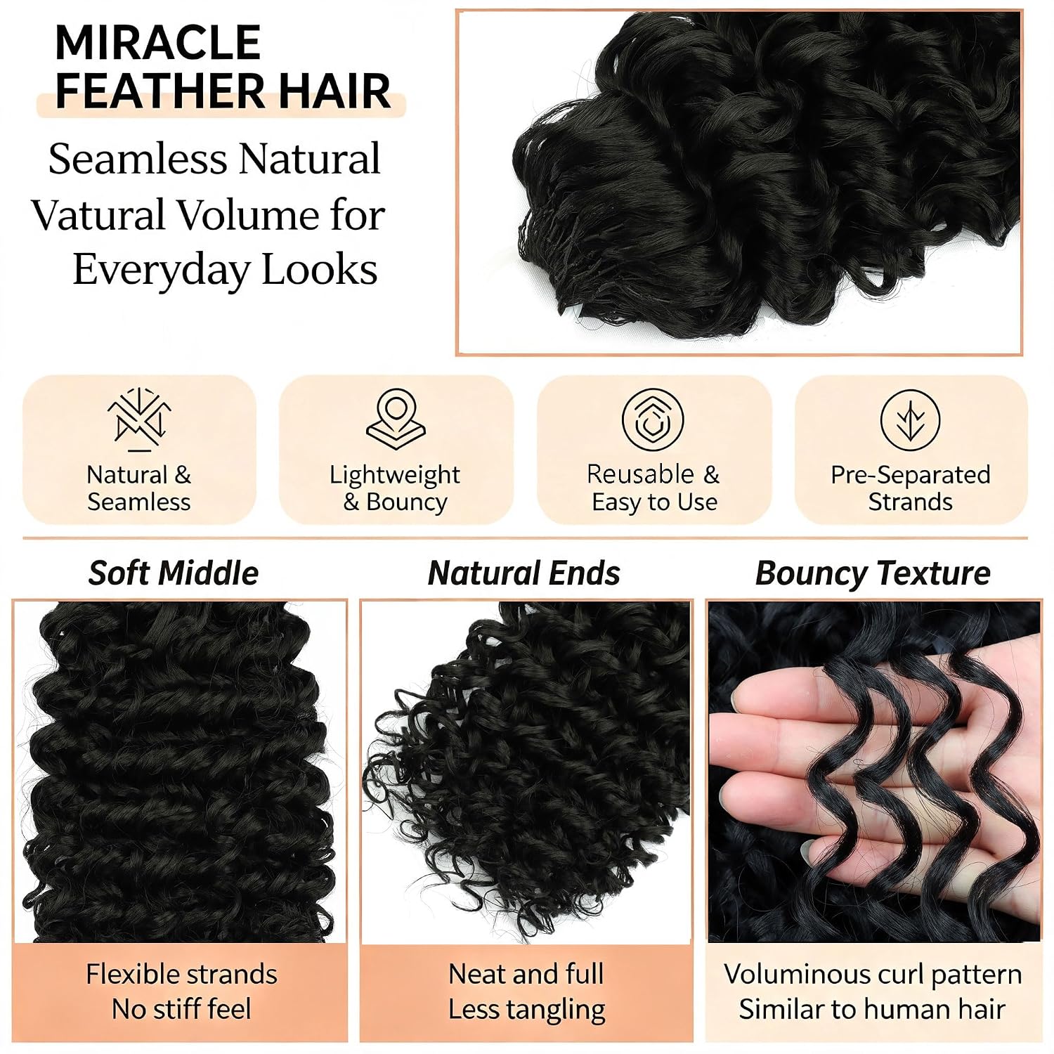 Detalle de Miracle Knots Crochet Hair, 16-Inch