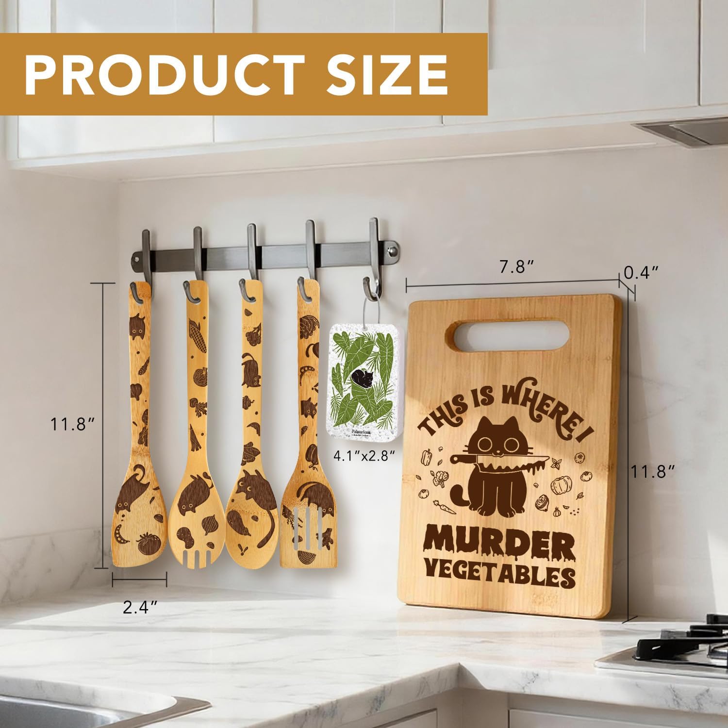 Detalle de Black Cat Kitchen Gift Set with 8 x 12-Inch Cutting Board