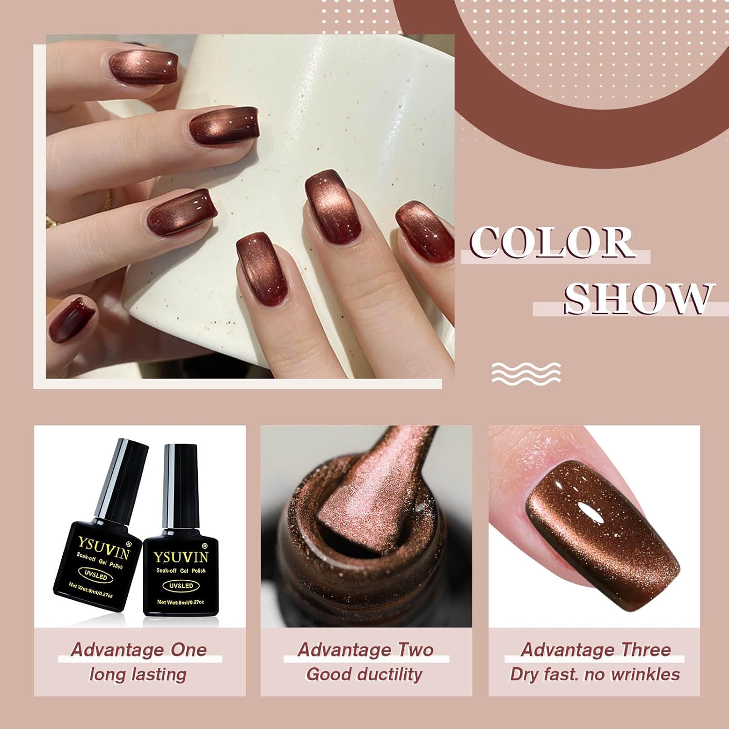 Detalle de YSUVIN UV Cat Eye Nagellack 8 ml đź’…