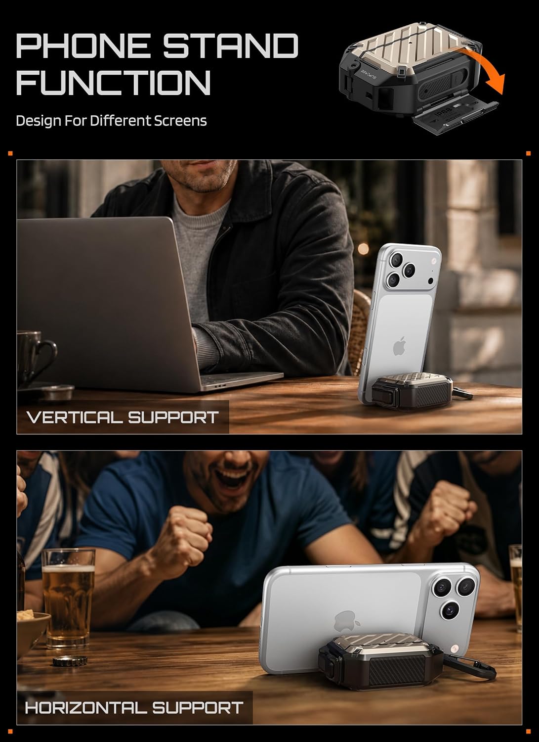 Detalle 2 de SUPCASE AirPods Pro 3 Case with Lock & Carabiner – Desert, IP68 Waterproof, MagSafe Compatible