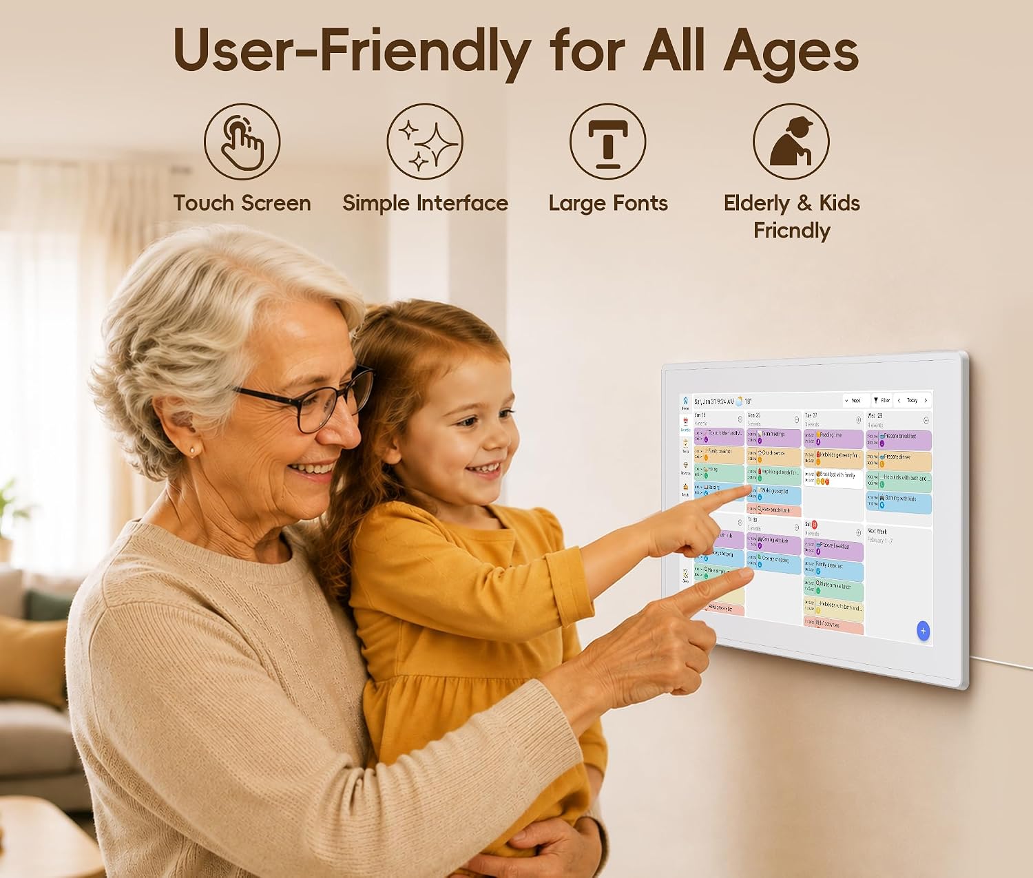 Detalle de Nexrary 10.1-Inch Smart Family Digital Calendar and Chore Chart