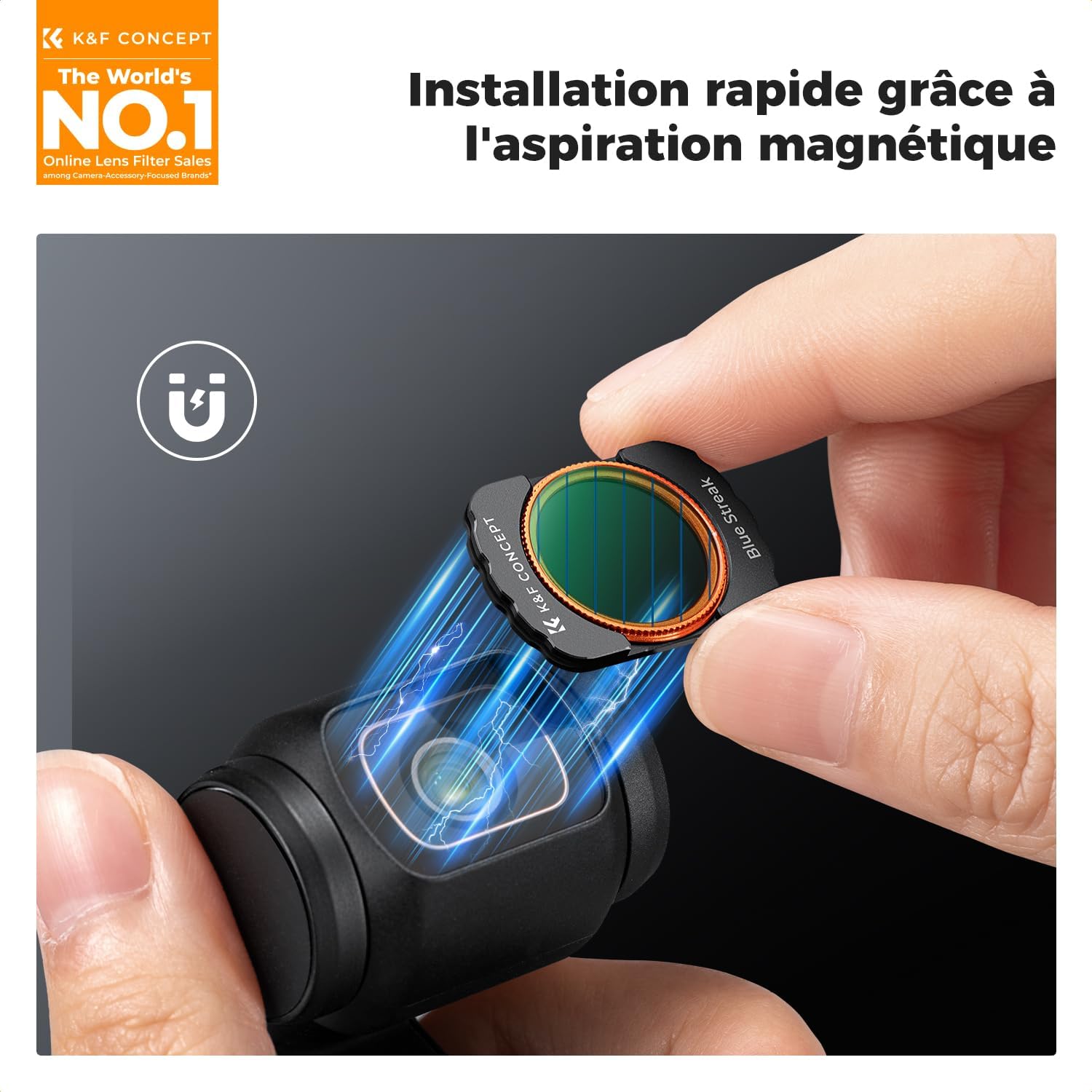 Thumbnail 1 de K&F CONCEPT Filtre 4-en-1 pour DJI Osmo Pocket 3 – Black-Mist 1/4, Natural Night, Blue Streak, Étoile + film écran