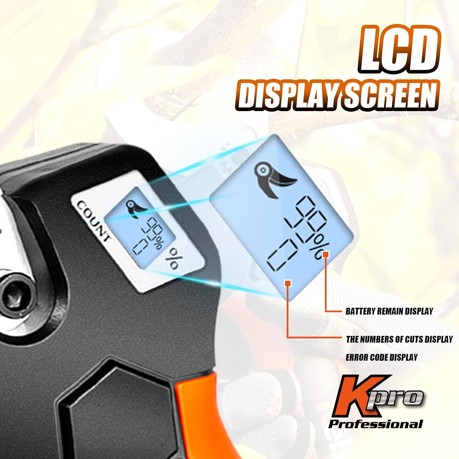 Detalle 2 de Kebtek KT940 Cordless Electric Secateurs 40mm