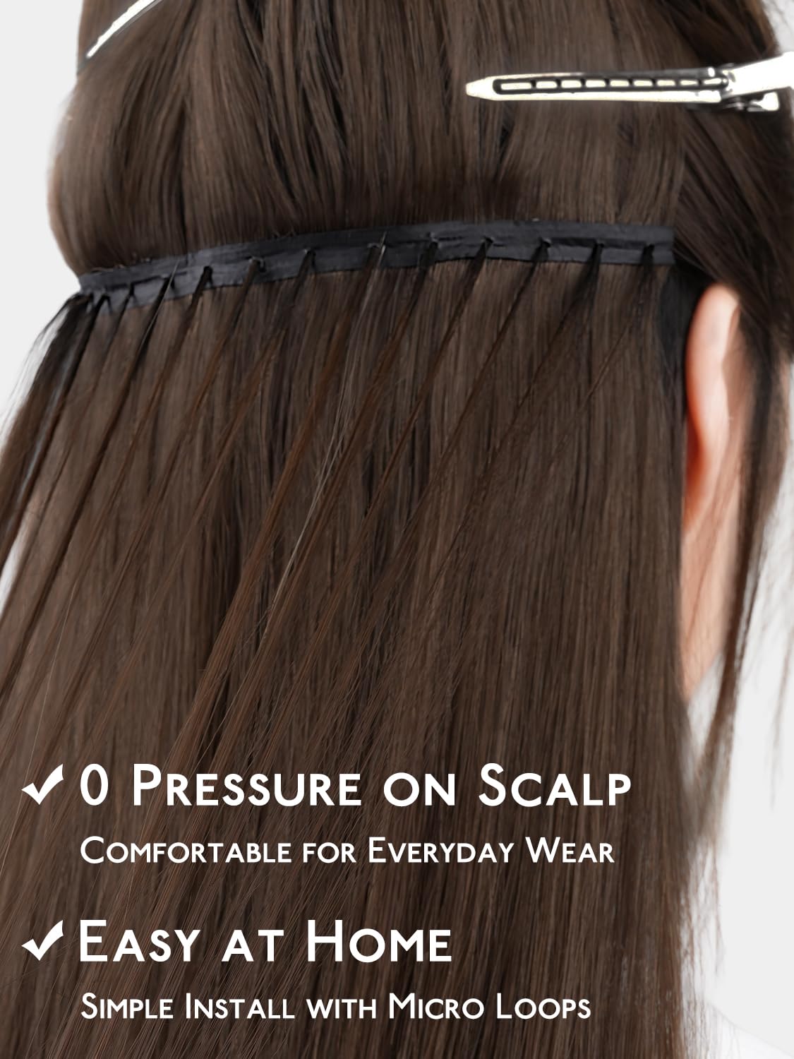 Detalle de WENNALIFE WEDGeHoSI#4-18 Butterfly Weft Hair Extensions, 18-Inch Remy Hair