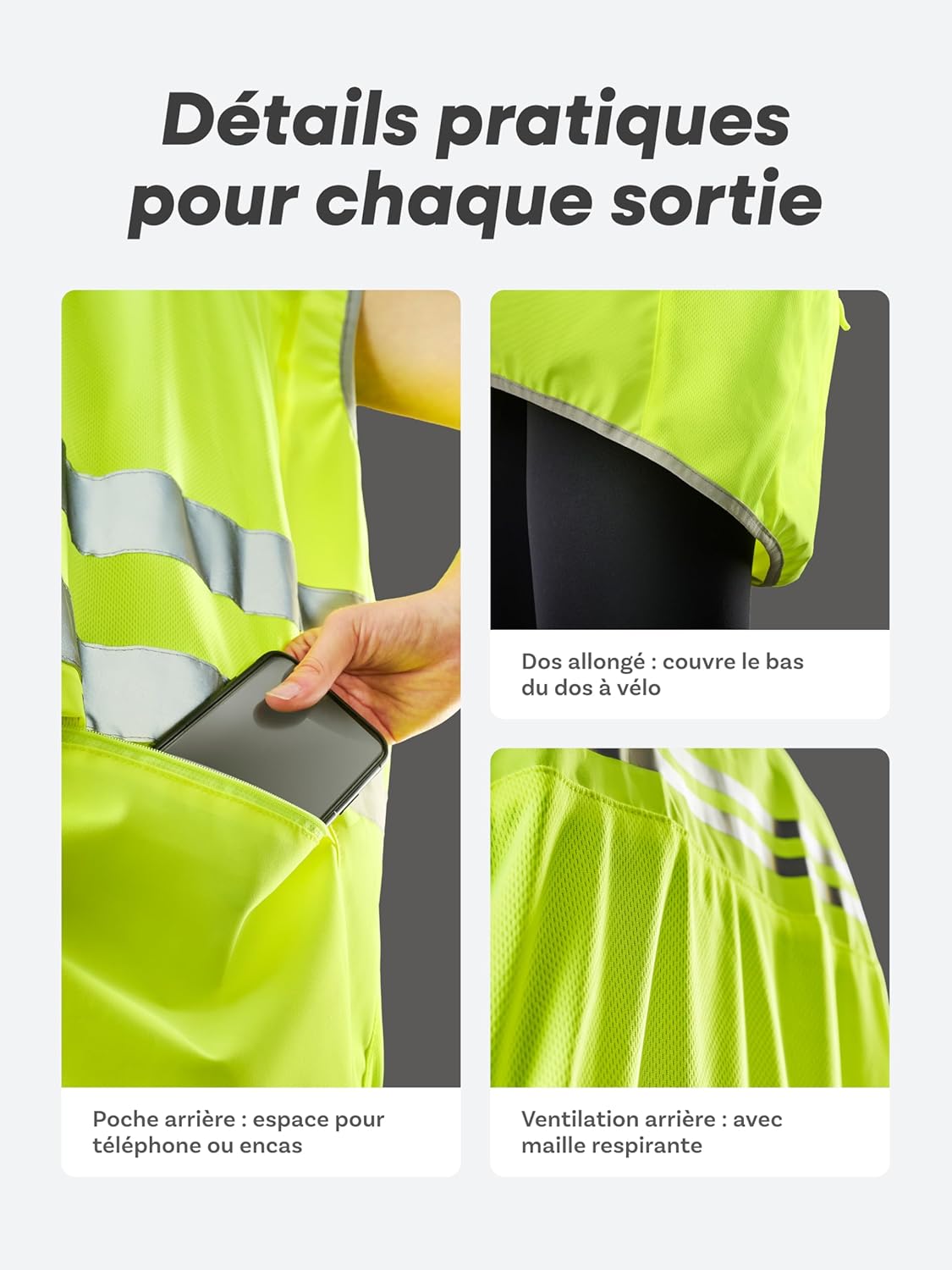 Thumbnail 3 de Prowiste Veste Cyclisme Réfléchissante – Haute Visibilité Jaune Fluo, Hommes et Femmes