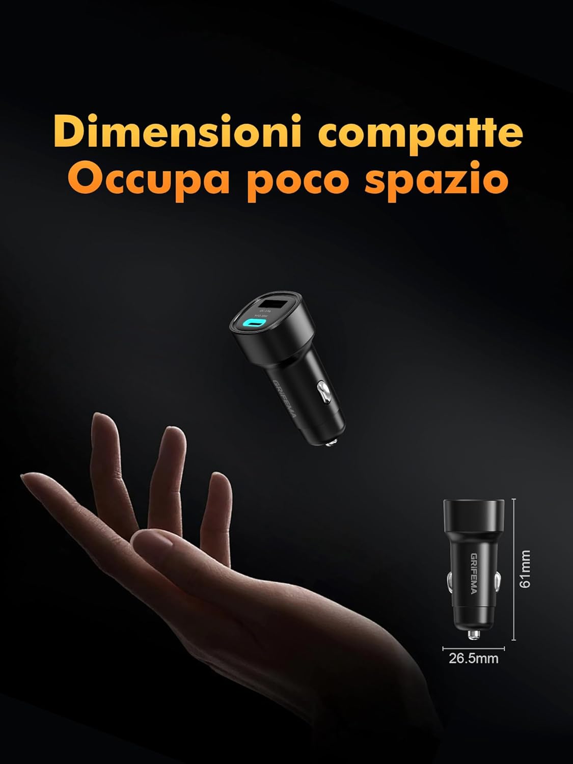 Thumbnail 6 de GRIFEMA caricatore auto USB-C 48W con doppia porta (PD 30W + QC 3.0 18W)