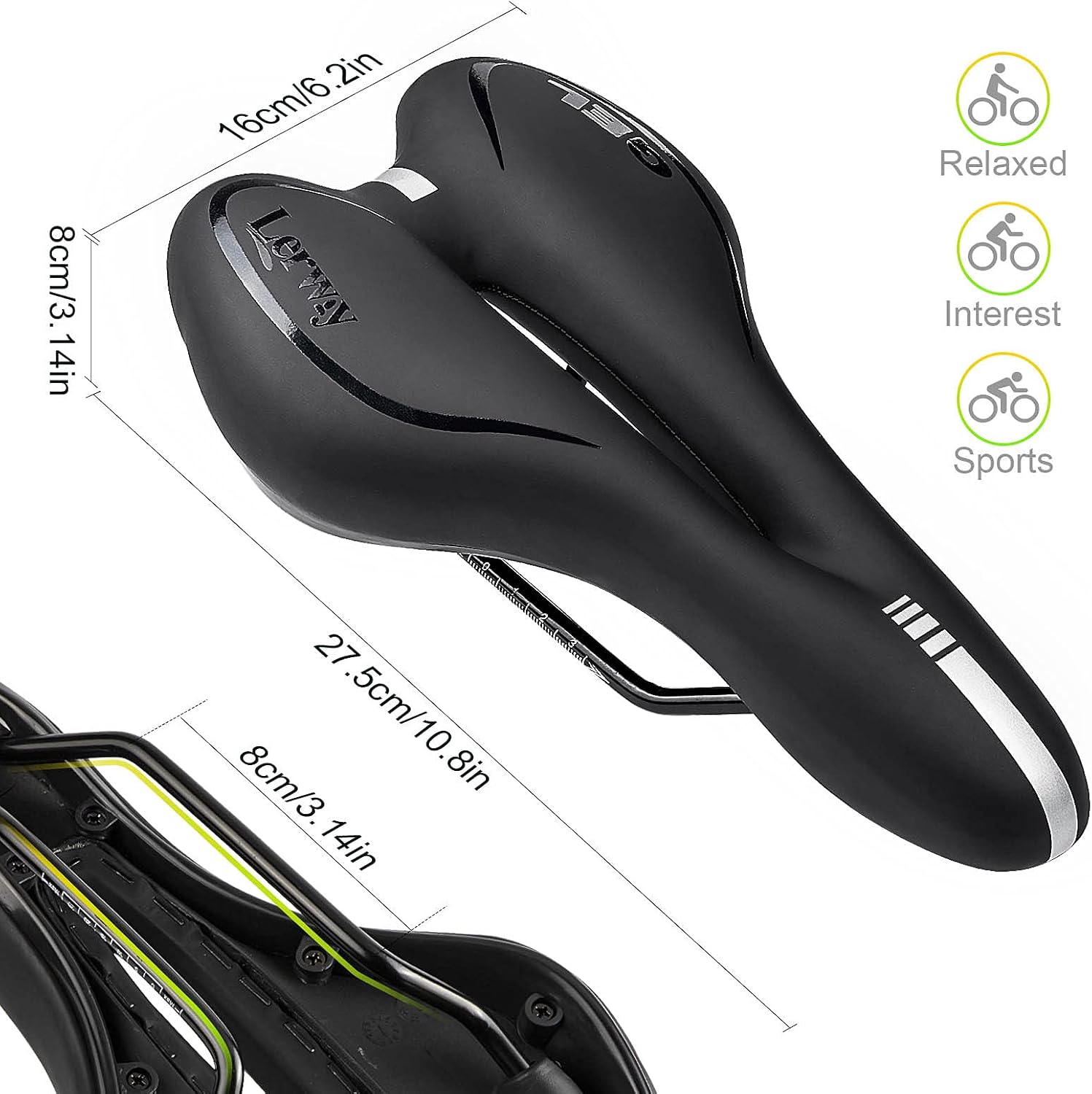 Thumbnail 6 de LERWAY Mountain Bike Saddle Gel Seat – Waterproof, Breathable and Comfortable