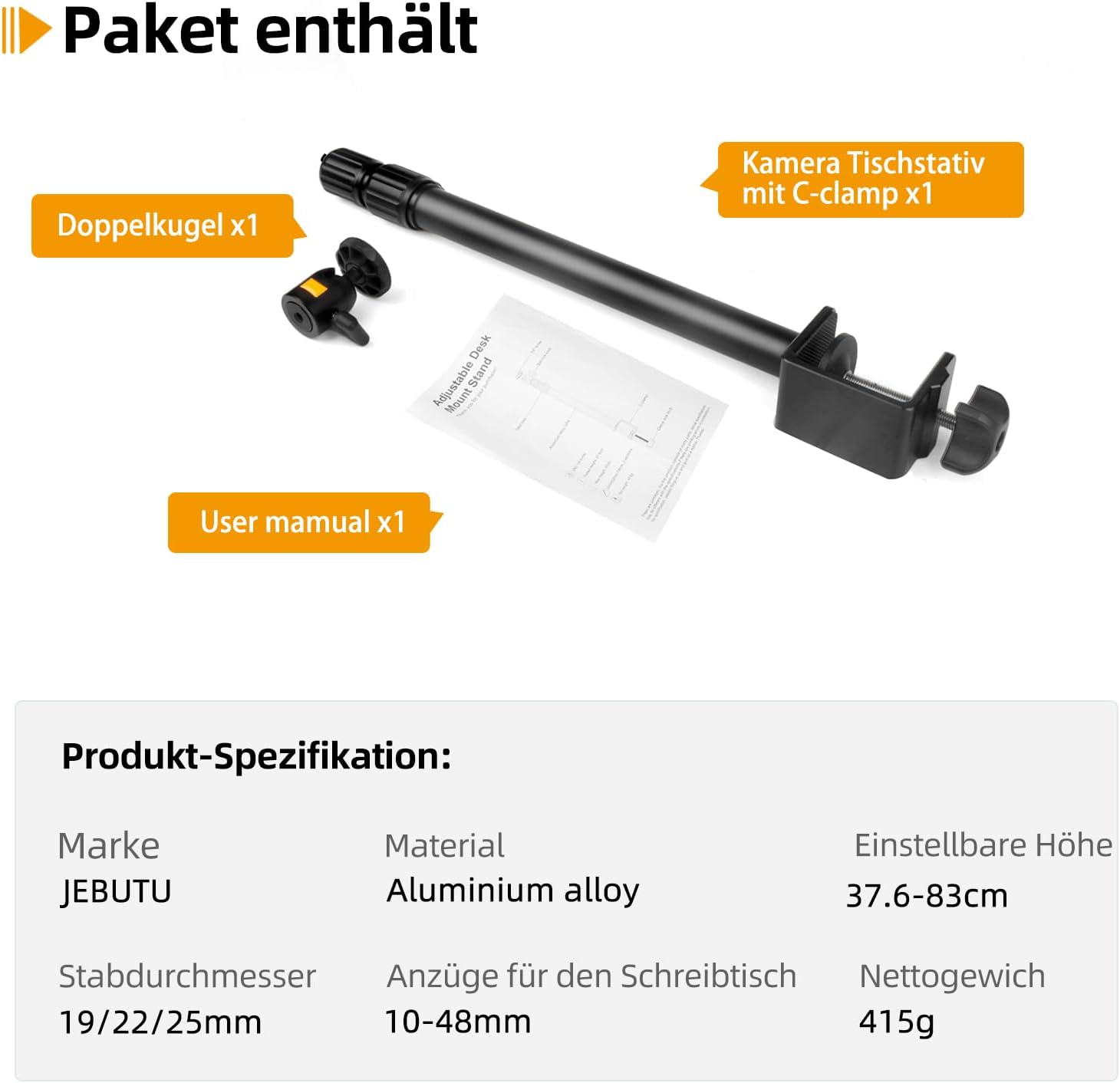 Thumbnail 6 de JEBUTU Kamera-Tischstativ 83 cm Lichtstativ
