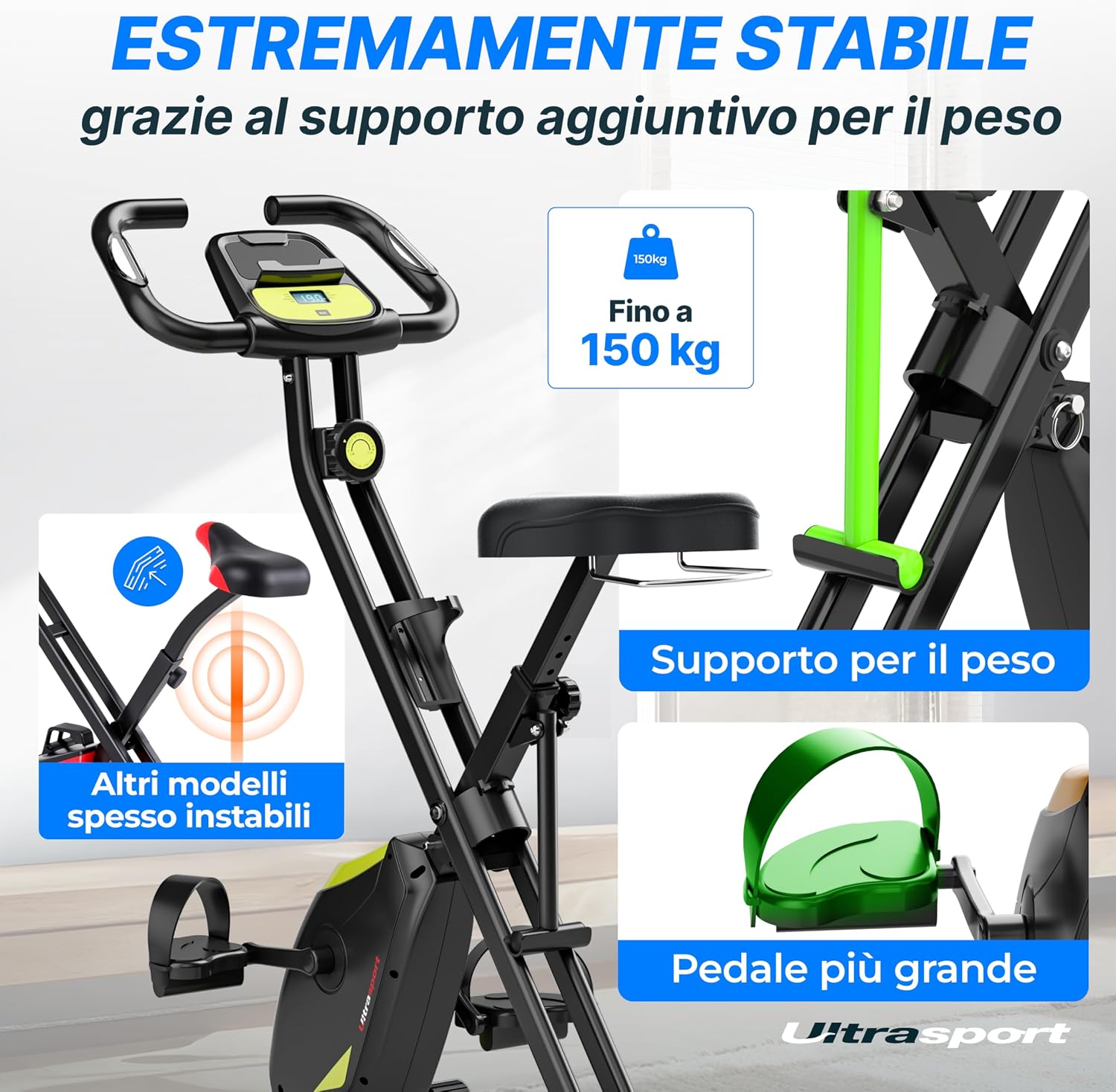Detalle 2 de Ultrasport F-Bike Pro cyclette 16 livelli