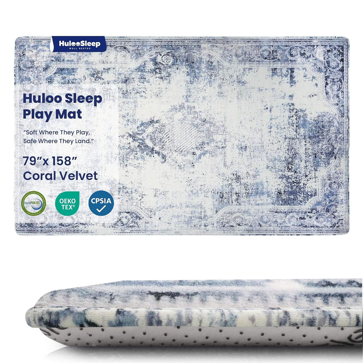 Detalle de Huloo Sleep Cappadocia Baby Play Mat, 79 x 158 Inches, 1.3-Inch Elasti-Foam