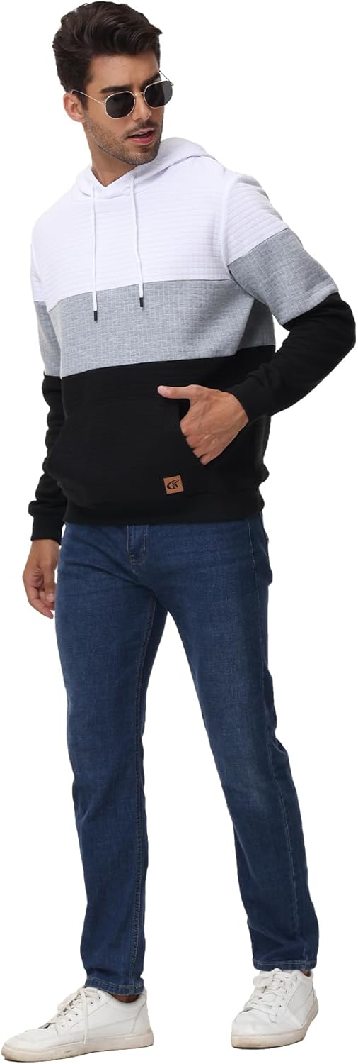 Thumbnail 1 de YuKaiChen men’s pullover plaid jacquard hoodie with drawstring hood and pockets