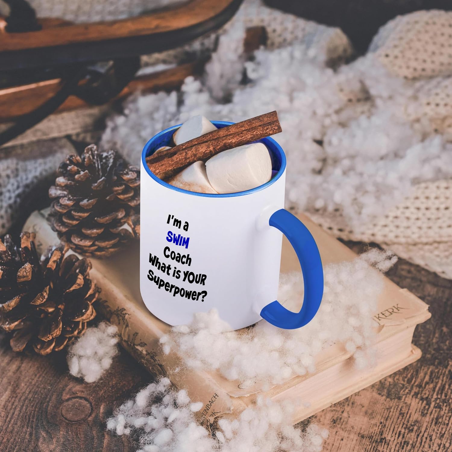 Thumbnail 5 de 3dRose “Im a swim coach, whats your super power” 11oz Two-Tone Blue Mug