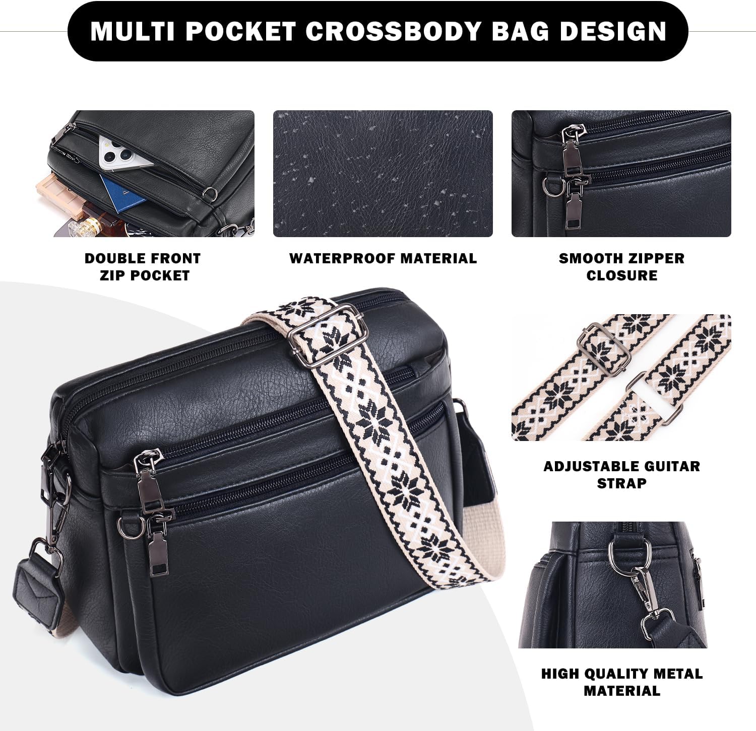 Thumbnail 4 de MUIIKOLA women’s cross body bag with built-in wallet pocket and vegan PU leather