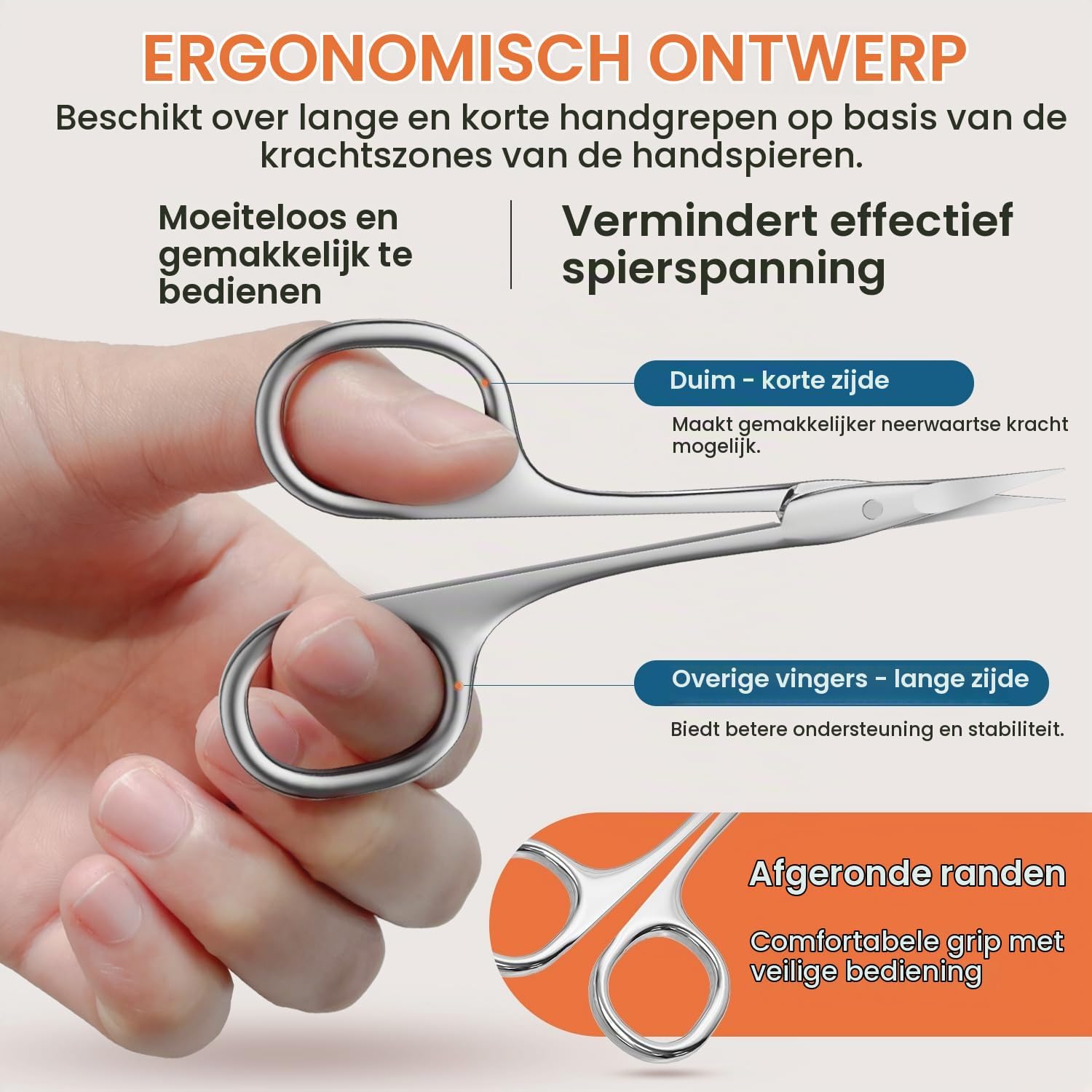 Thumbnail 3 de THRAU THR-CS-ZYS-L linkshandige nagelriemschaar van RVS met gebogen punt