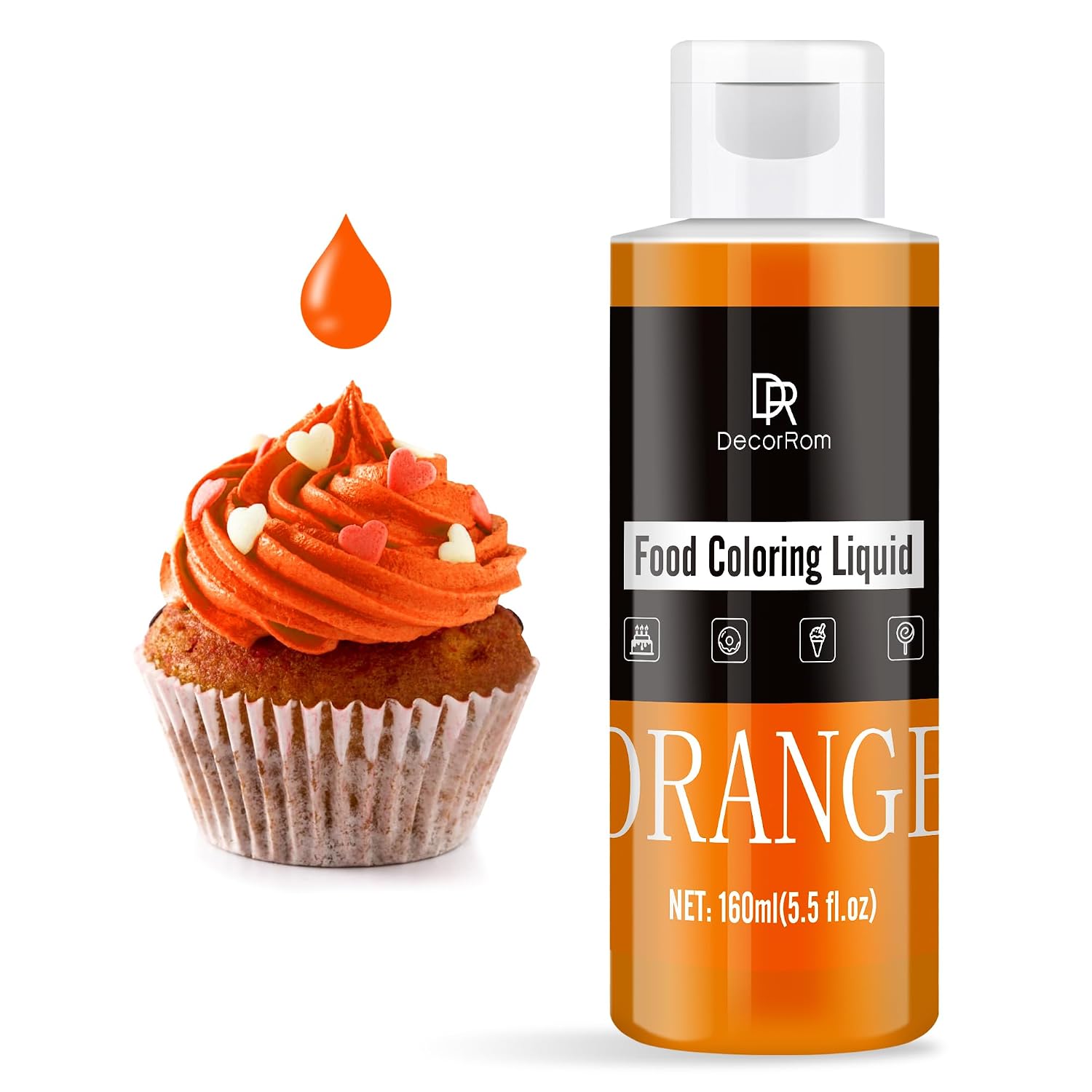 Detalle de Lebensmittelfarbe Orange – 160 ml flüssig, konzentriert, zuckerfrei, vielseitig einsetzbar