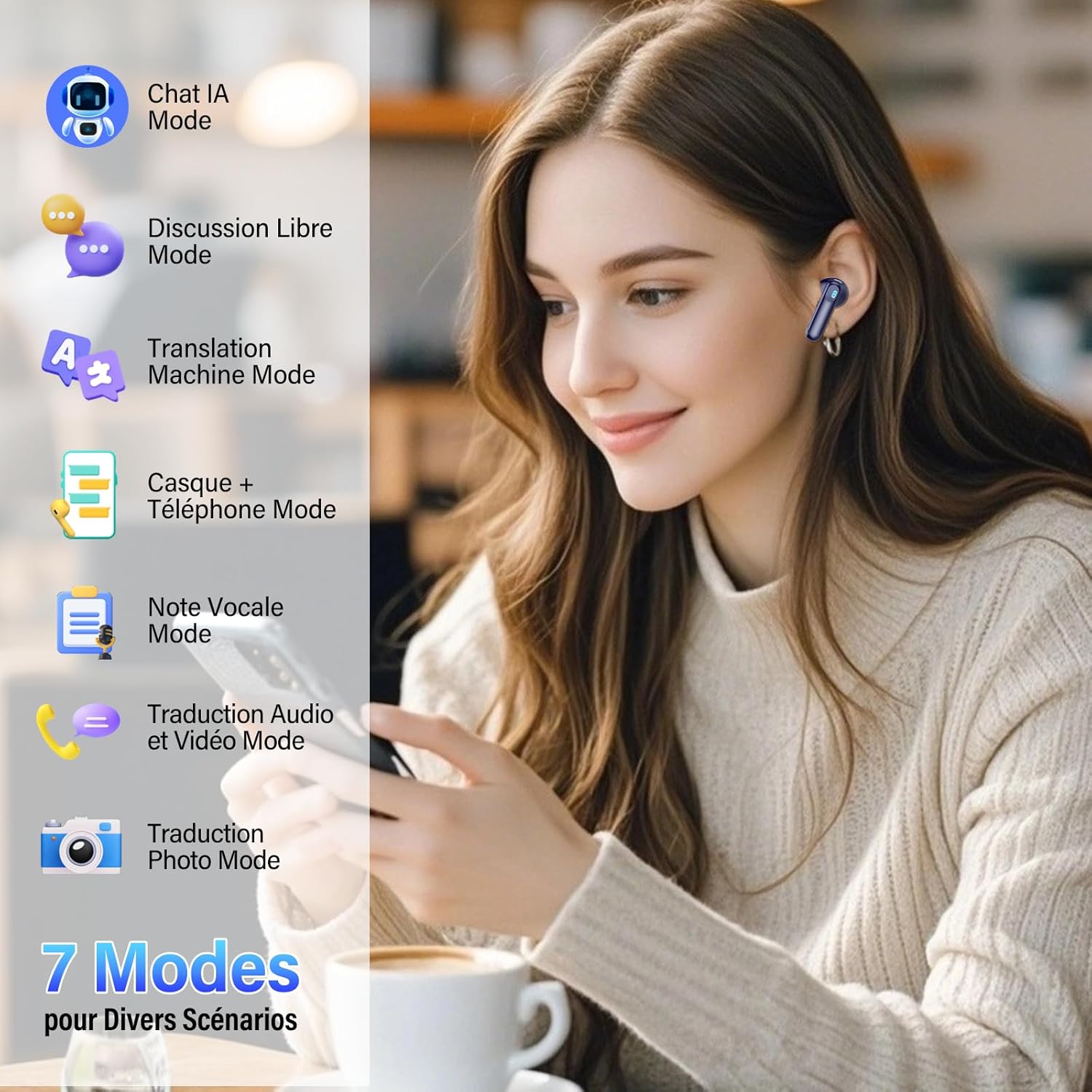 Thumbnail 3 de AI Écouteur Traducteur Instantané 164 langues avec ANC/ENC, écran tactile LED et autonomie jusqu’à 48 h