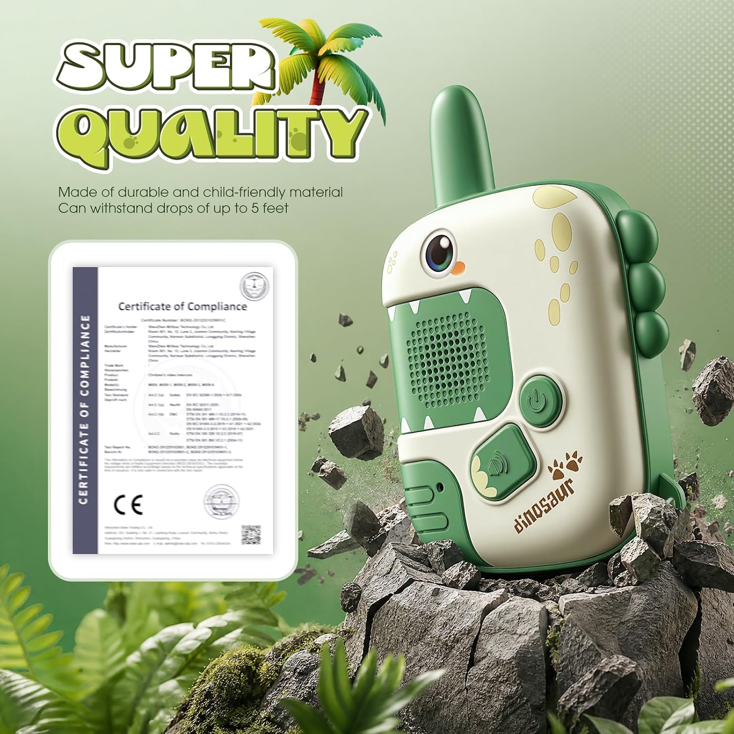 Detalle 2 de Wootoy Walkie Talkies: Dinosaur Toy Two-Way Radios for 3–10 Year Olds