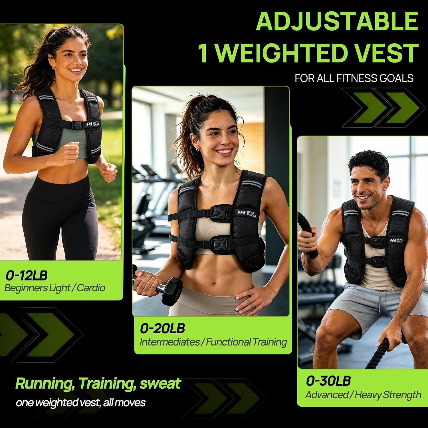 Detalle 2 de BeatBoost Adjustable Weighted Vest 5–30 lb
