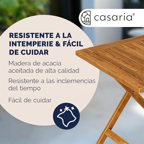 Thumbnail 7 de Casaria mesa auxiliar plegable de madera de acacia (46x46 cm) para jardín, balcón y terraza, hasta 80 kg