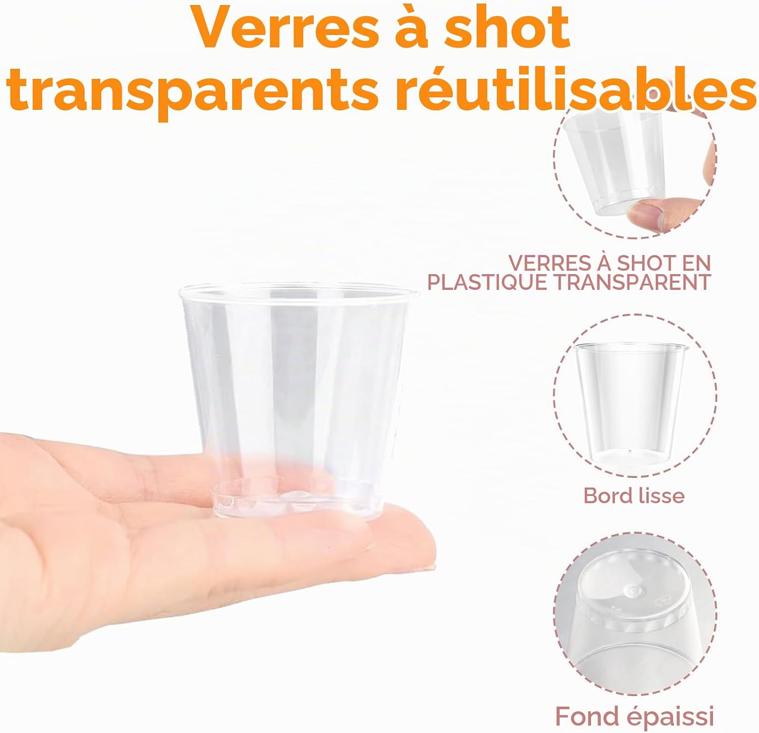Detalle 2 de Behiruch HKB-200P-30ml kunststof borrelglaasjes, 30 ml, transparant, 200 stuks