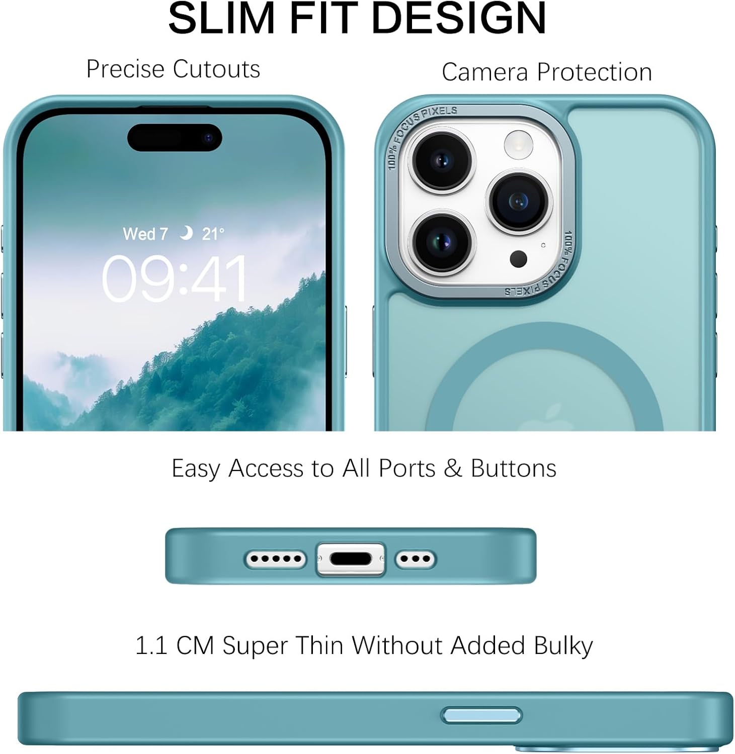 Thumbnail 5 de YINLAI Hülle für iPhone 15 Pro Max (6,7") mit MagSafe – magnetische, matte stoß- und kratzfeste TPU-Case in Graublau