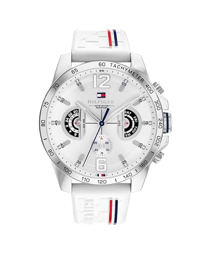 Detalle de Tommy Hilfiger Orologio Analogico Multifunzionale da Uomo con Cinturino in Silicone e SottQuadranti: stile sportivo e precisione
