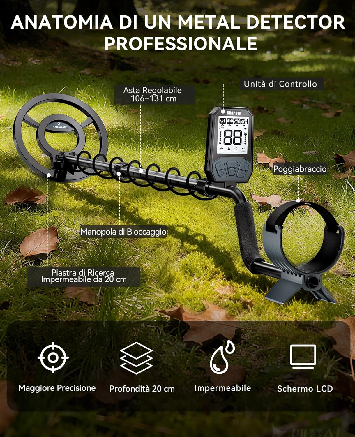 Thumbnail 1 de SUNPOW OTMD17 Metal Detector 8"