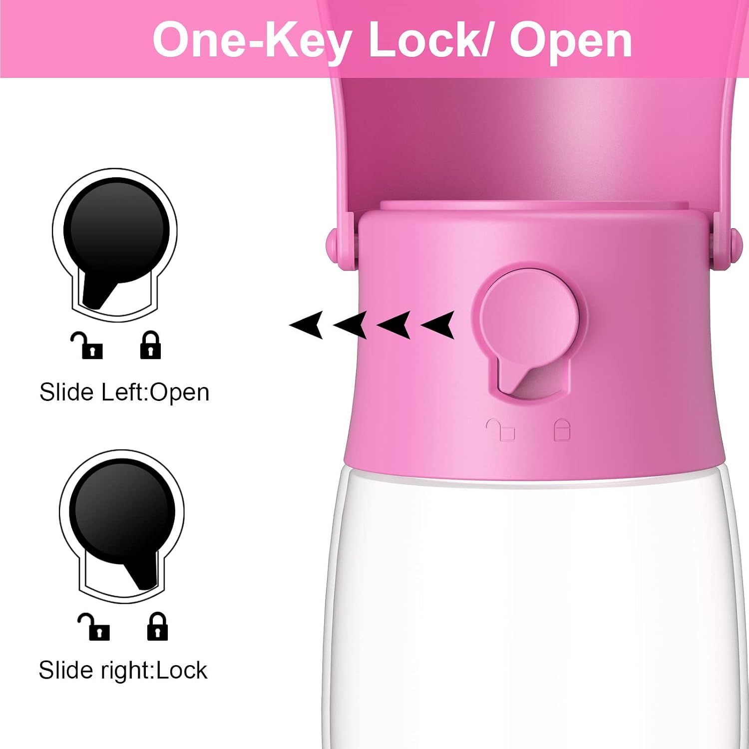 Detalle 2 de Gezimetie Dog Water Bottle (300ML) – Foldable, BPA-free travel dispenser with filter and spill-lock