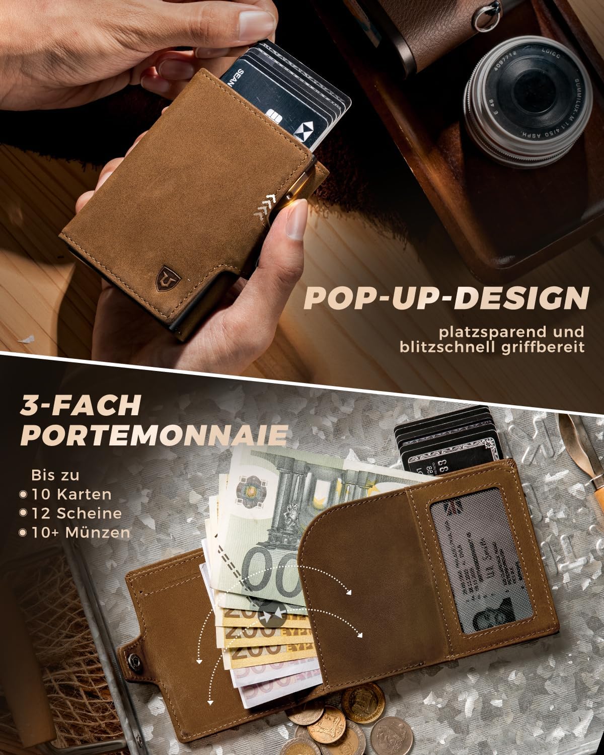 Thumbnail 2 de LORZOR Slim Wallet XXl Münzfach 10+ Karten