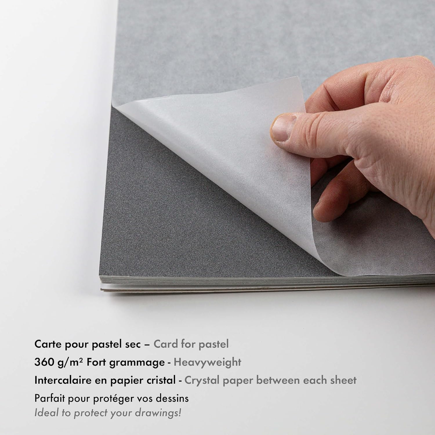 Detalle de Clairefontaine Pastelmat Pastel Card Pad No.6 (12 Sheets) 360gsm Anthracite – 24 x 30cm