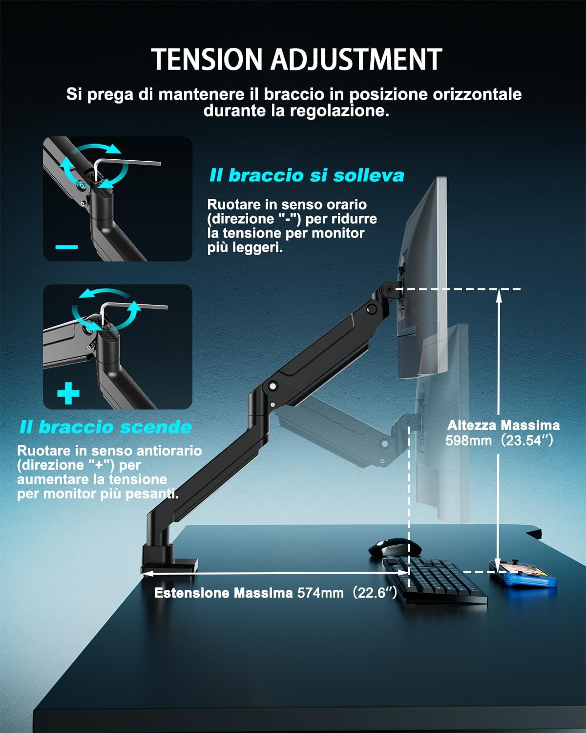 Detalle 2 de EP Gear braccio monitor 20 kg VESA 100x100