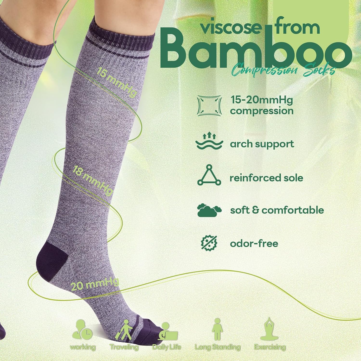 Detalle 1 de Iambamboo Compression Socks 15-20 mmHg