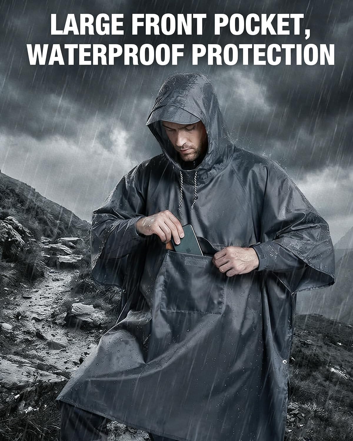 Thumbnail 4 de Victoper Waterproof Poncho Adult: Lightweight, Reusable Raincoat for Outdoors