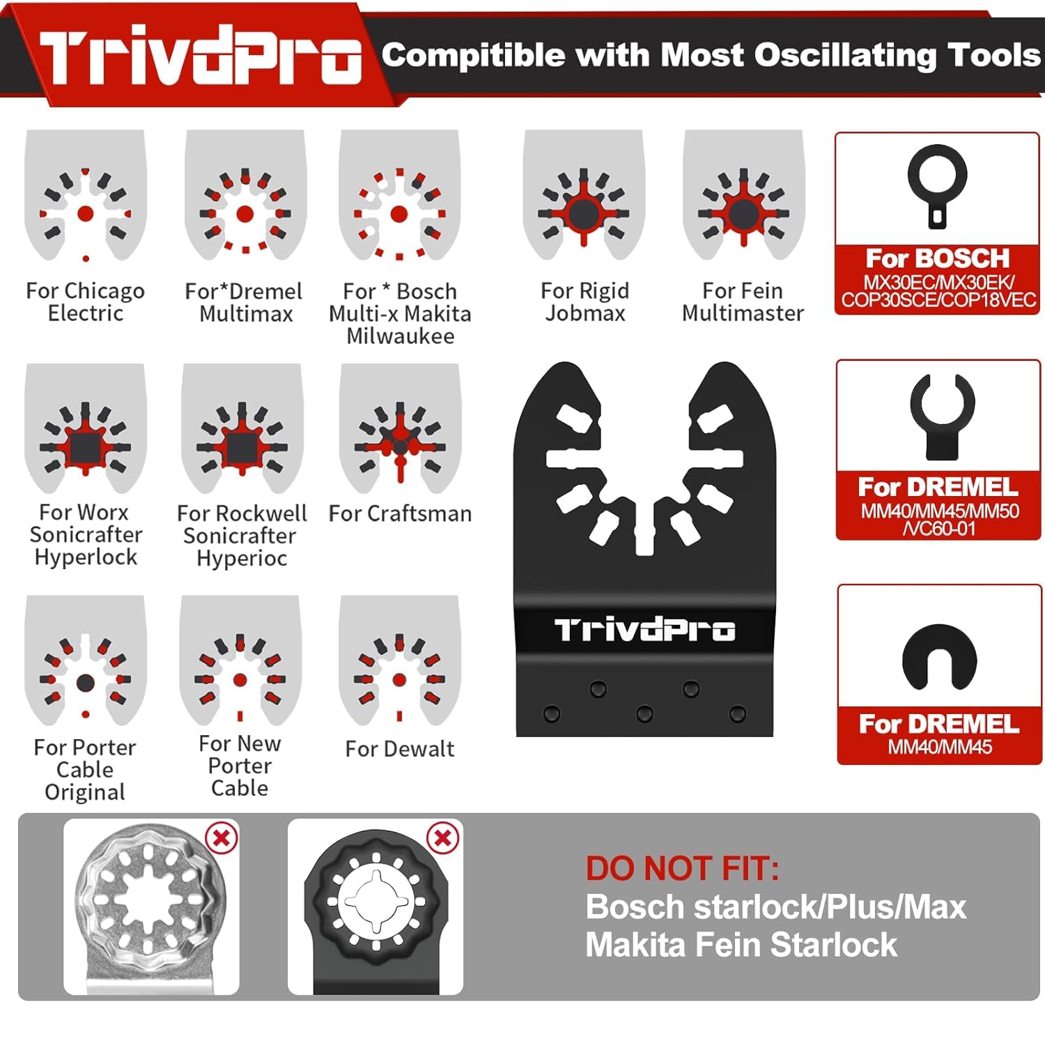 Detalle de TrivdPro Titanium Multitool Blades 52-Piece Oscillating Tool Set