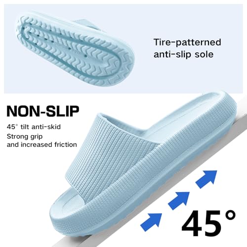 Detalle de BAGHUY Cloud Sliders for Women & Men – Non-Slip EVA Cloud Slippers (Blue, UK 6-7)