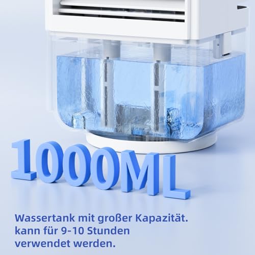 Detalle de CoamoTrail Condizionatore Portatile 1000ml – 3 velocità, 2 modalità, USB-C, oscillazione 90°, silenzioso