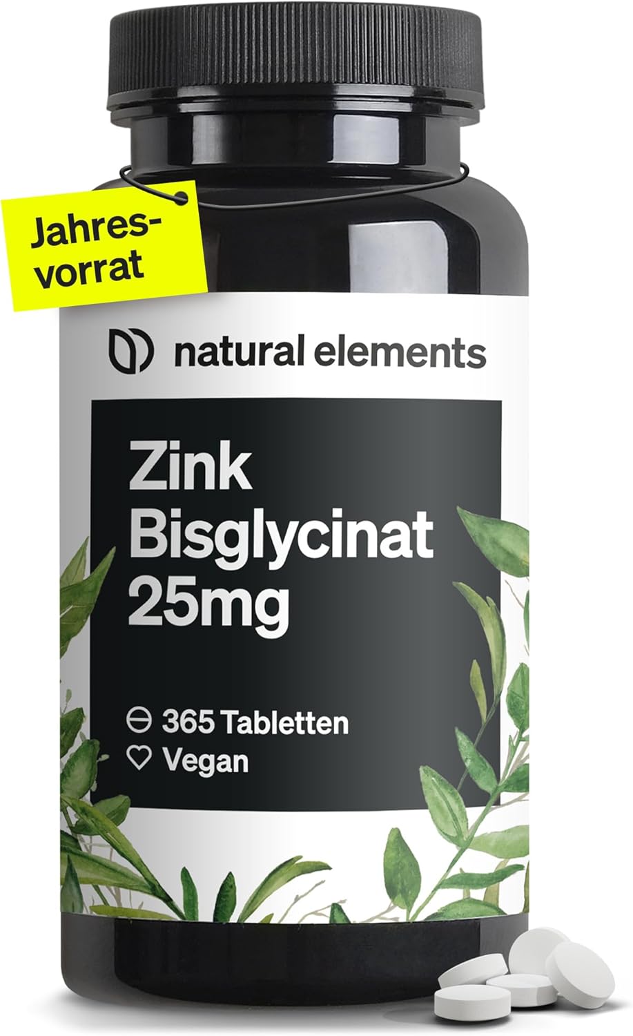 Detalle de natural elements Zink 25 mg Tabletten, 365 Stück 💊